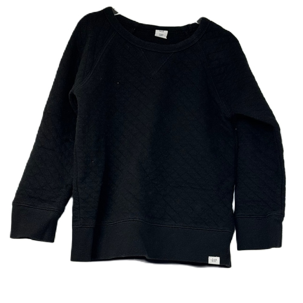 Gap kids black size 5 quilted textured crewneck sweatshirt cozy comfy winter fun